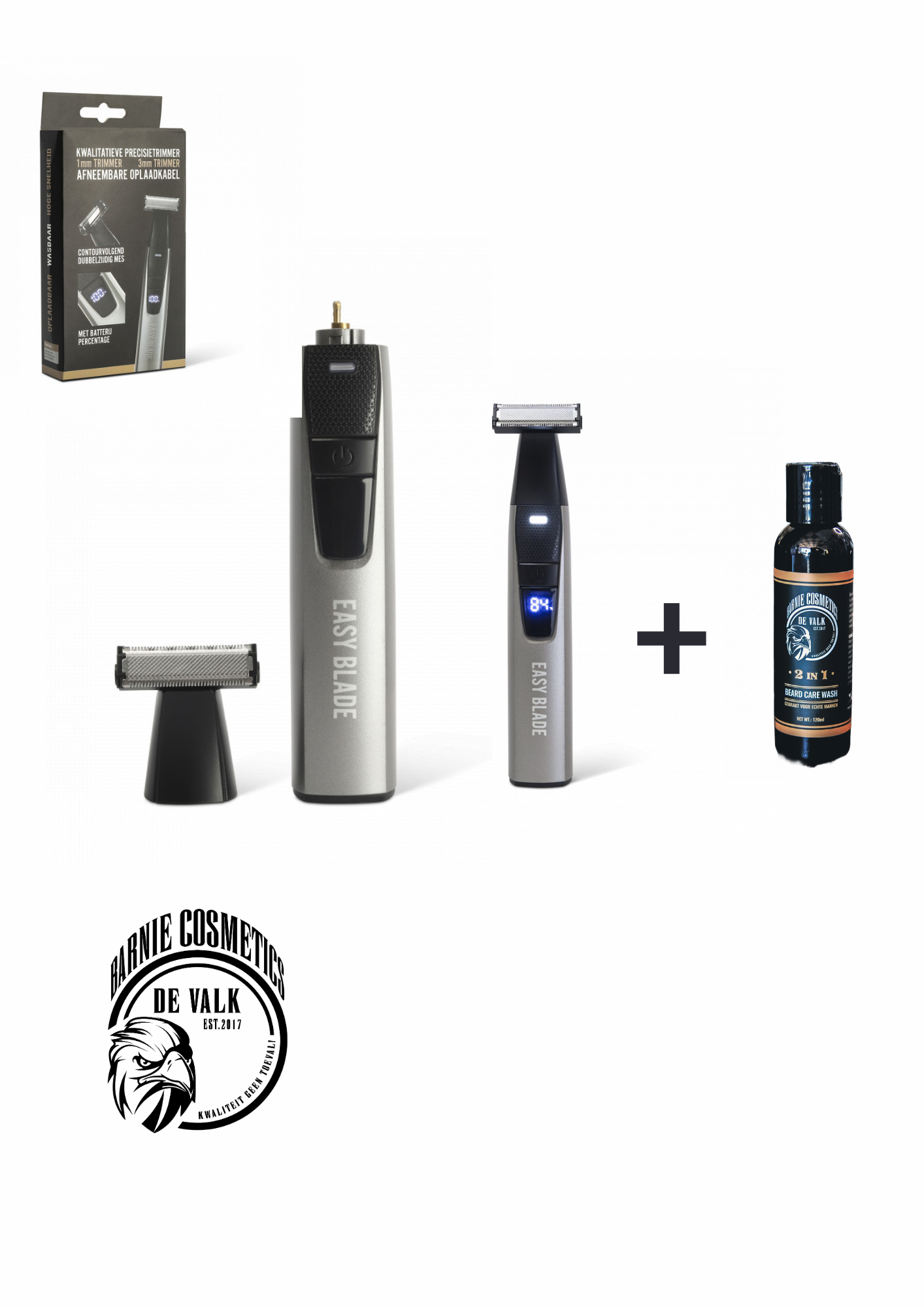 Easy blade trimmer - Waar precisie en stijl samenkomen met baardolie en borstel met reiniger